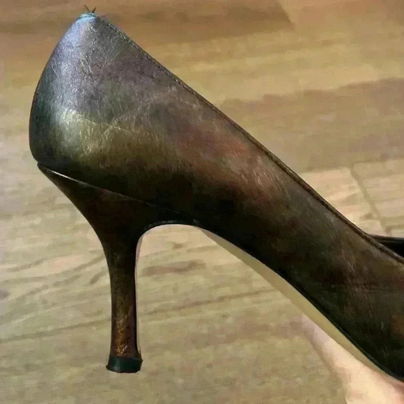 Vintage Roberto Capucci Brown and Metallic Bronze Heels Size 9 - Picture 10 of 15